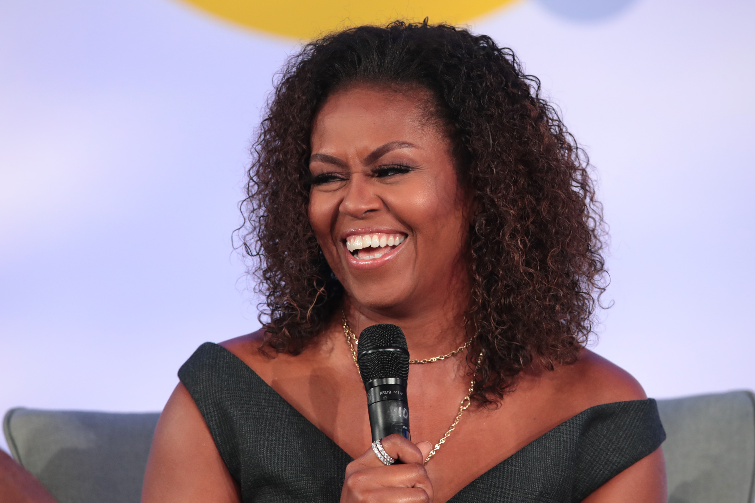 Former first lady Michelle Obama speaks to guests at the Obama Foundation Summit at Illinois Institute of Technology on October 29, 2019 in Chicago. (Credit: Scott Olson/Getty Images)