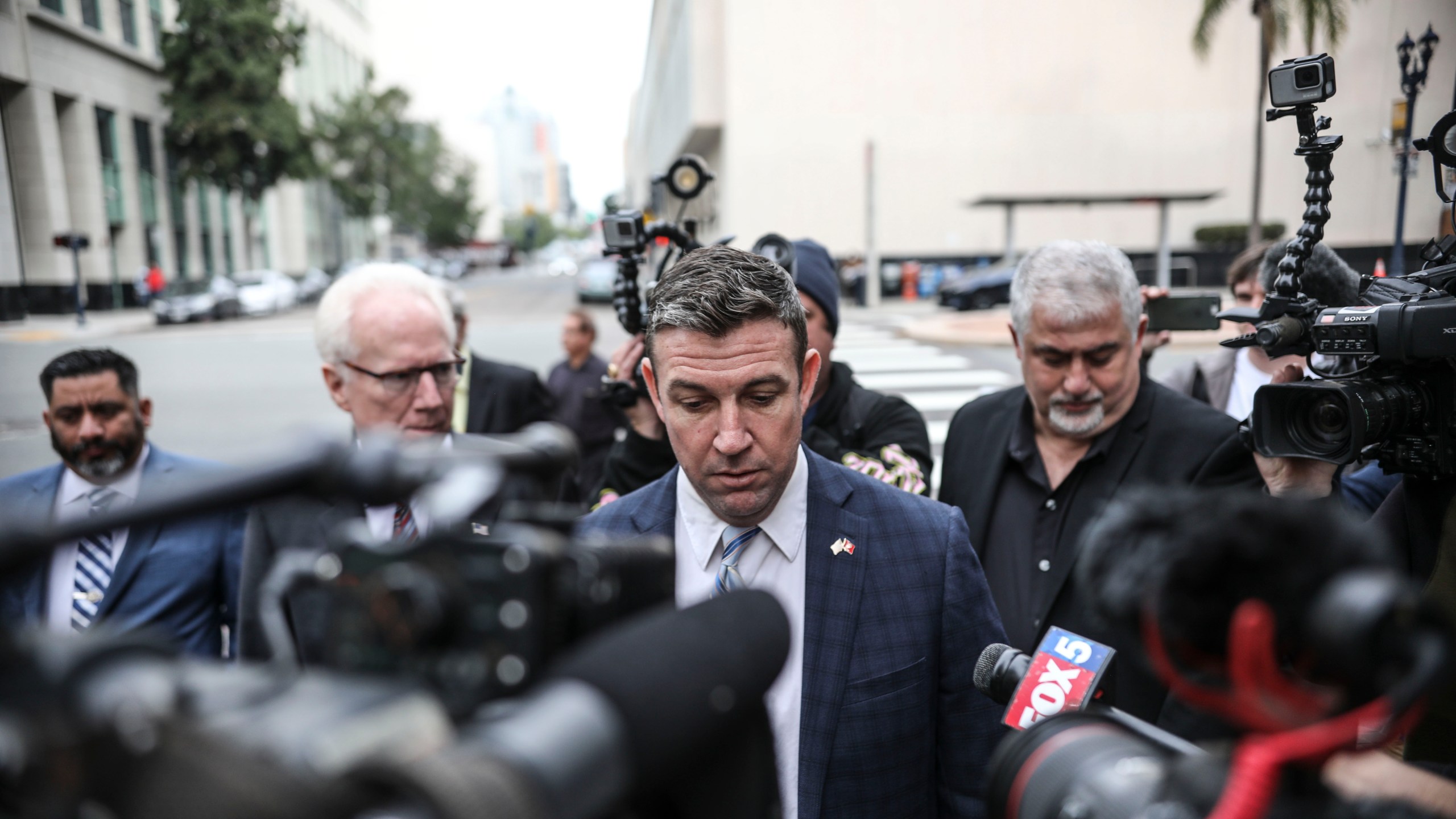 Rep. Duncan Hunter (R-CA) walks into a federal courthouse on Dec. 3, 2019, in San Diego. (Credit: Sandy Huffaker/Getty Images)