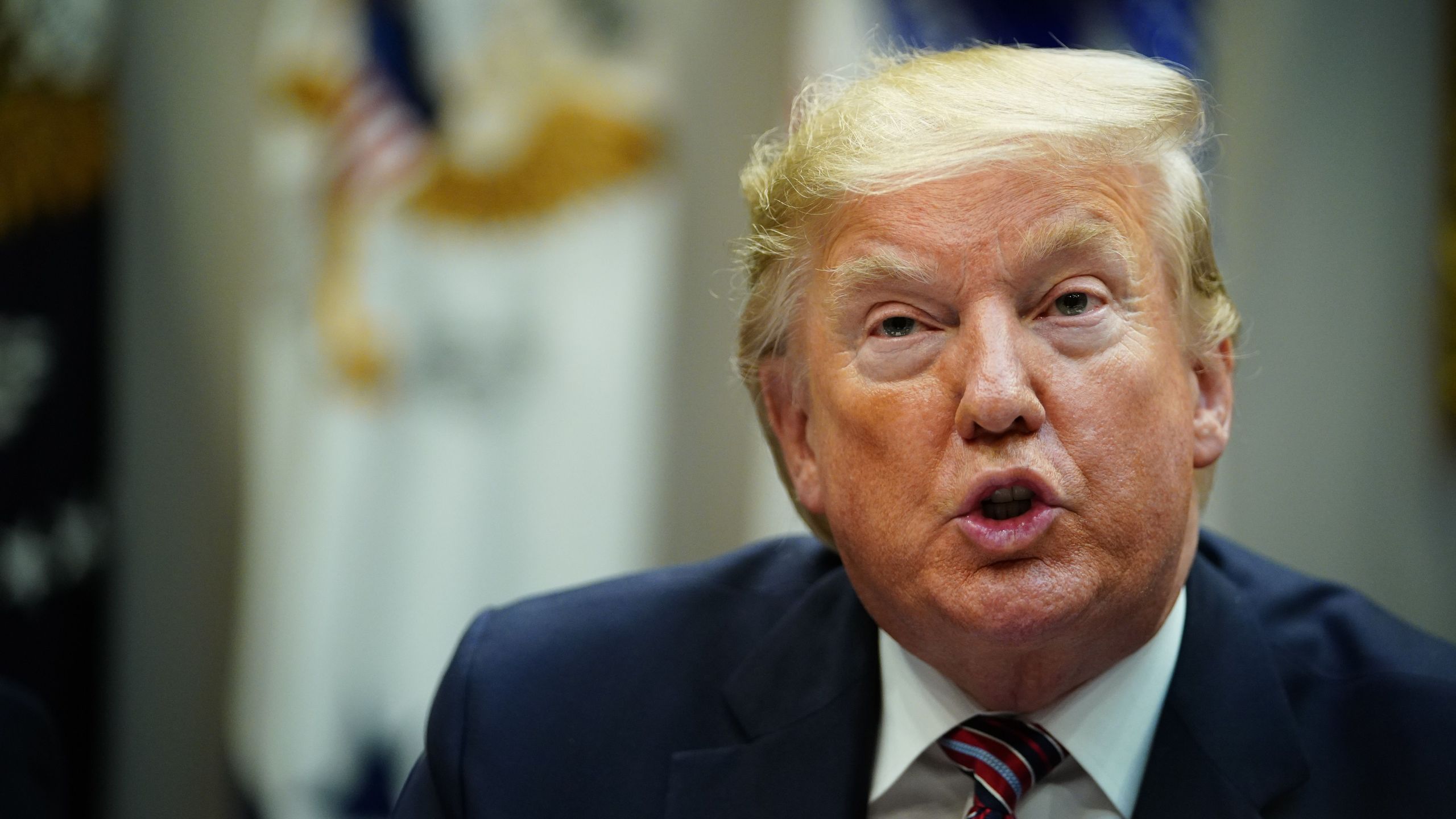 Donald Trump takes part in a round table discussion on business and red tape reduction in the Roosevelt Room of the White House on Dec. 6, 2019. (Credit: Mandel Ngan/AFP via Getty Images)