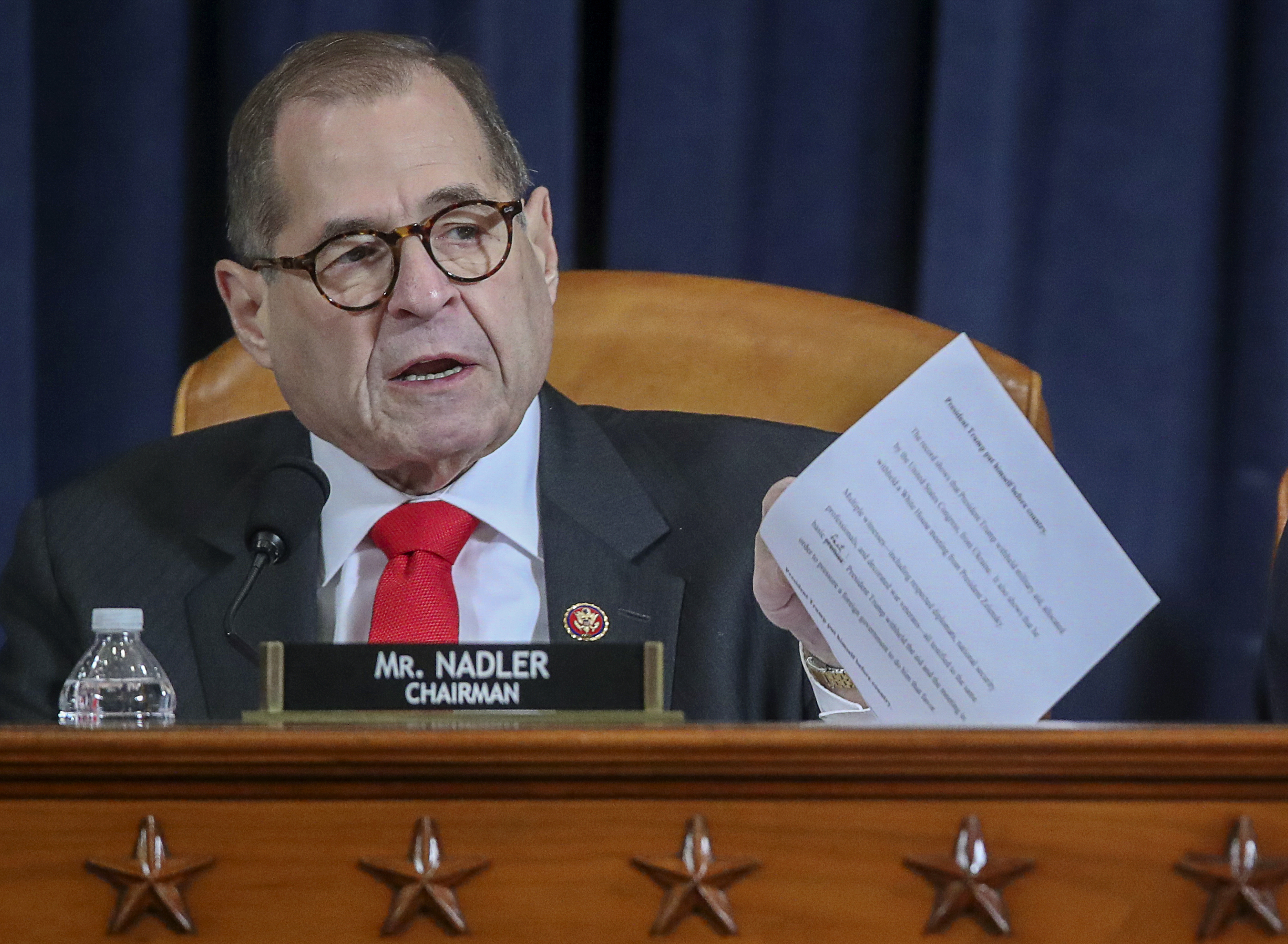 Chair Rep. Jerry Nadler (D-NY) arrives for testimony before the House Judiciary Committee in the Longworth House Office Building on Capitol Hill December 9, 2019 in Washington, DC. (Credit: onathan Ernst-Pool/Getty Images)