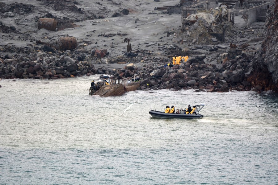 This handout image shows a recovery operation at White Island on Dec 13, 2019. (Credit: New Zealand Defense Force / Getty Images)