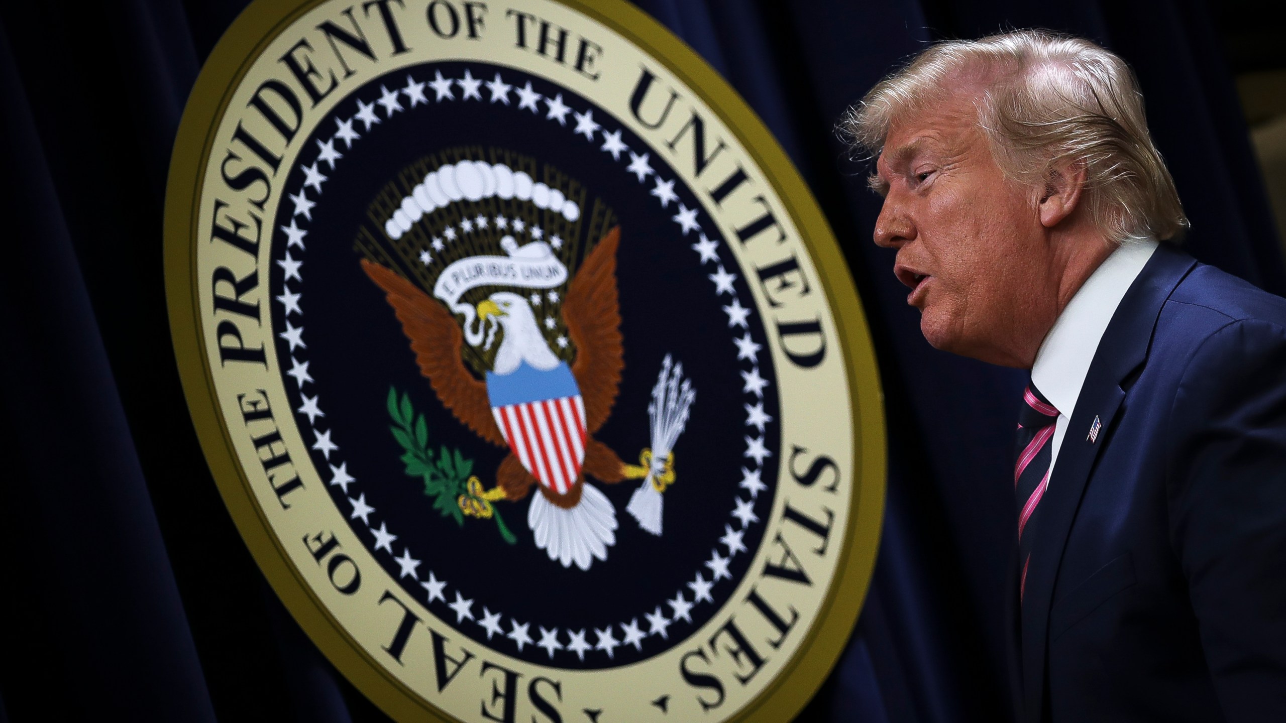 Donald Trump walks away after speaking at the White House on Dec. 19, 2019. (Credit: Drew Angerer/Getty Images)