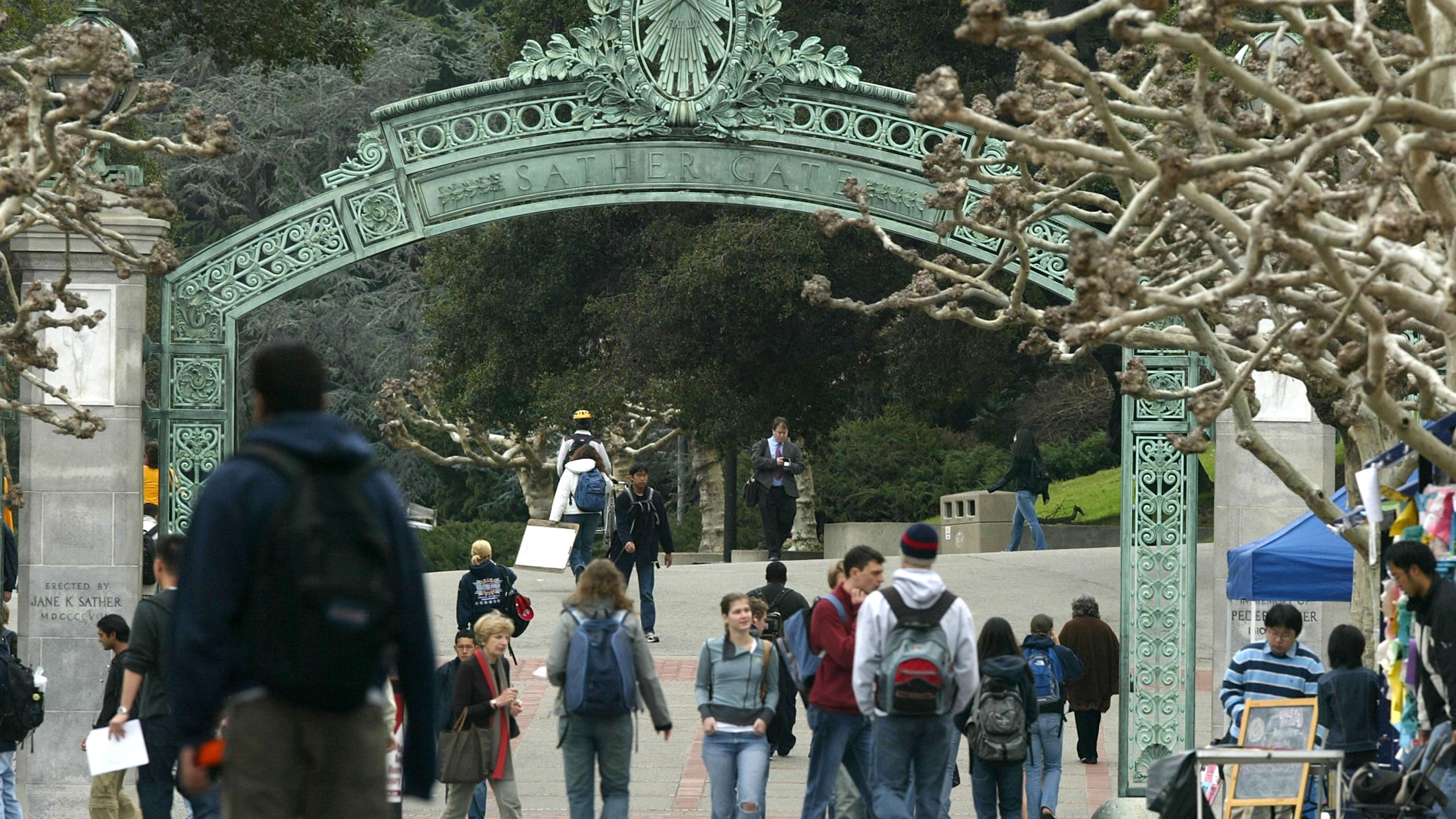 Students walk near Sather Gate on the University of California at Berkeley campus Feb. 24, 2005, in Berkeley. (Justin Sullivan/Getty Images)