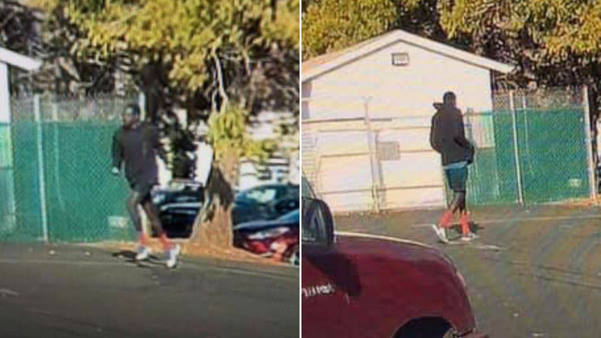 Auburn police released these two photos of a person of interest who was seen running from the area at the time of the attack in the library. (Credit: Auburn Police Department via KTXL)