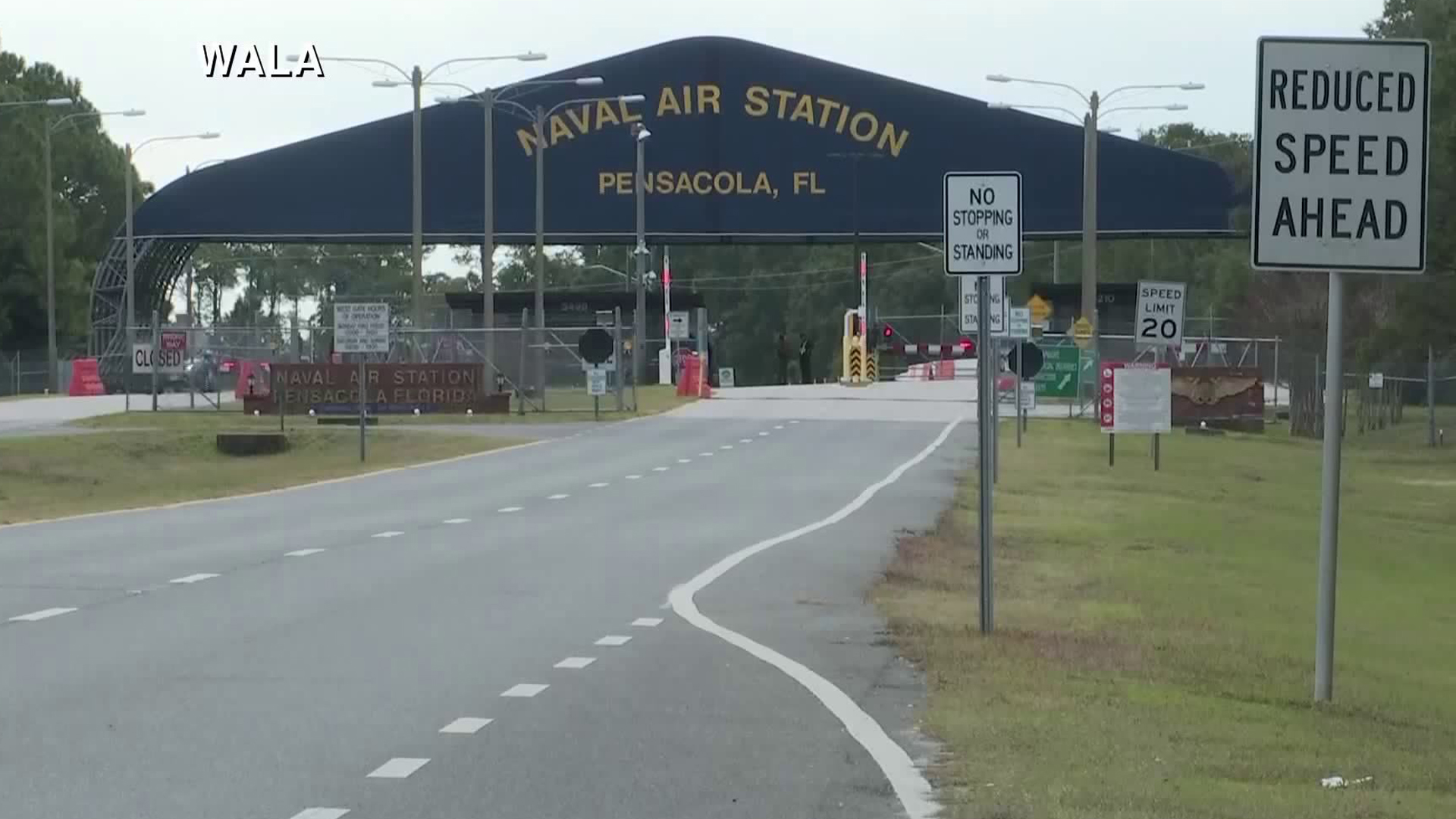 The Naval Airs Station in Pensacola, Florida is seen after a shooting on Dec. 6, 2019. (Credit: WALA)