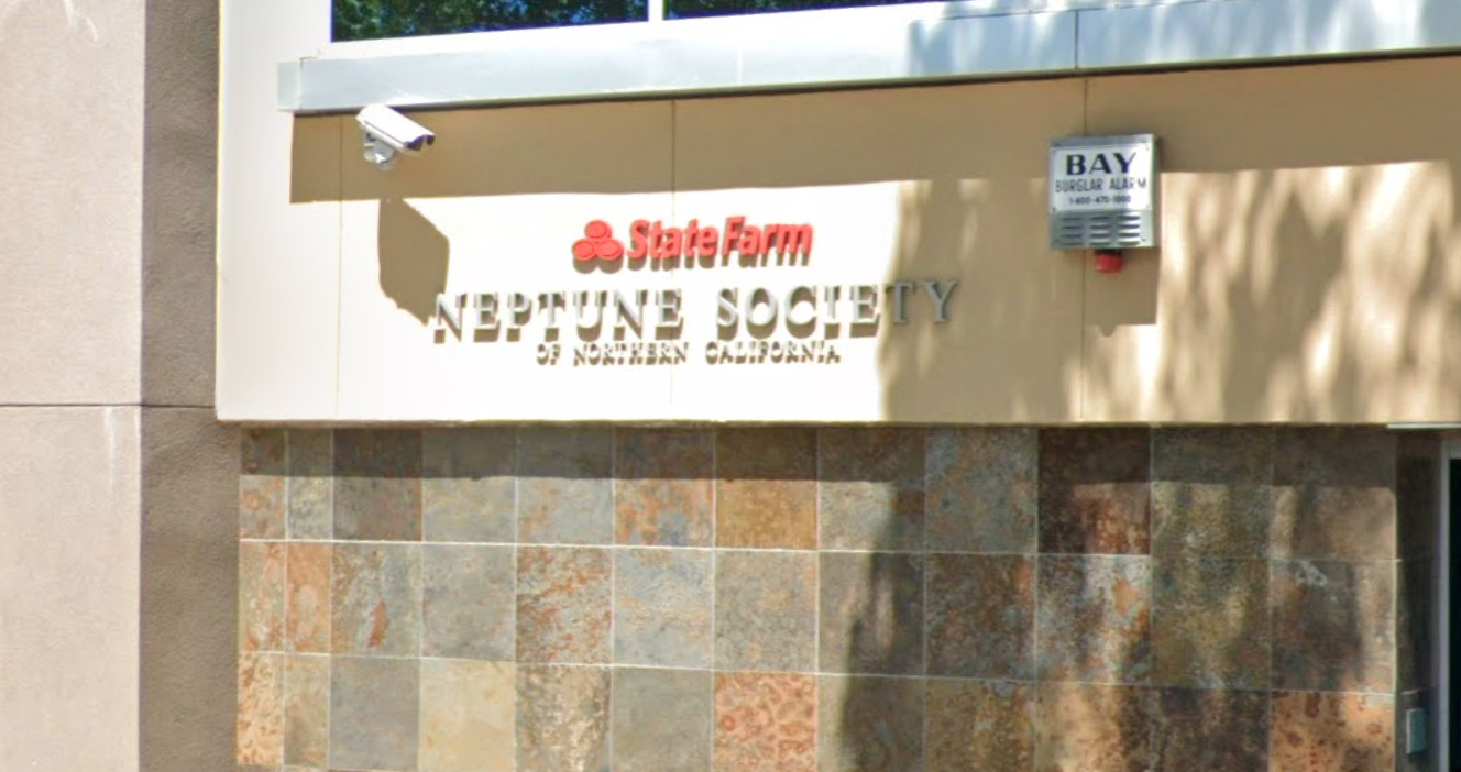 The Neptune Society of Northern California's office front is seen in Oakland in this Google Maps Street View image.