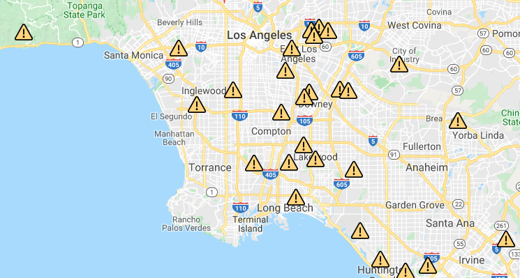 Power outage map taken on Dec. 26, 2019. (Credit: Southern California Edison)