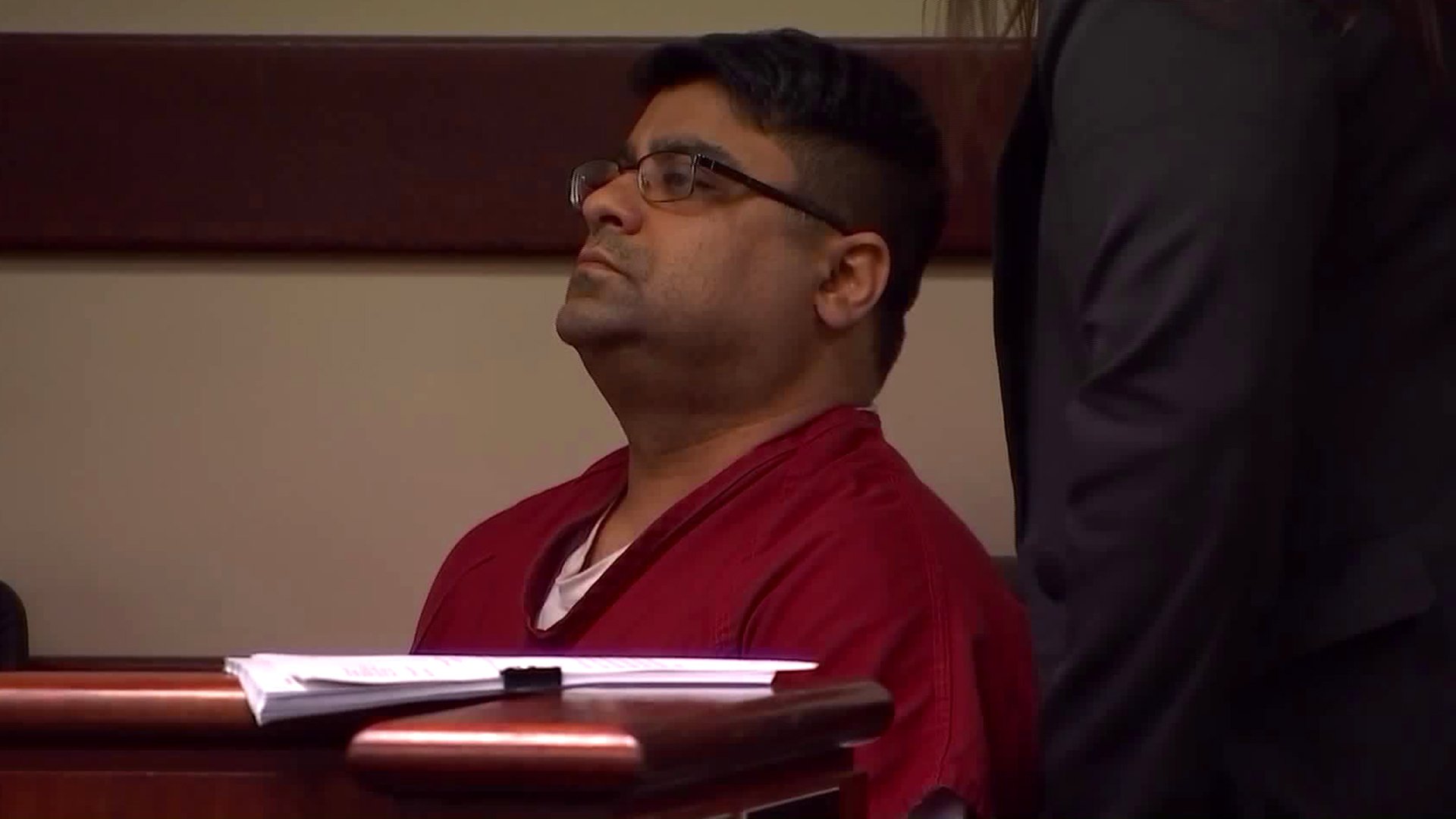 Anurag Chandra appears for his arraignment in a Riverside courtroom on Jan. 23, 2020. (Credit: KTLA)