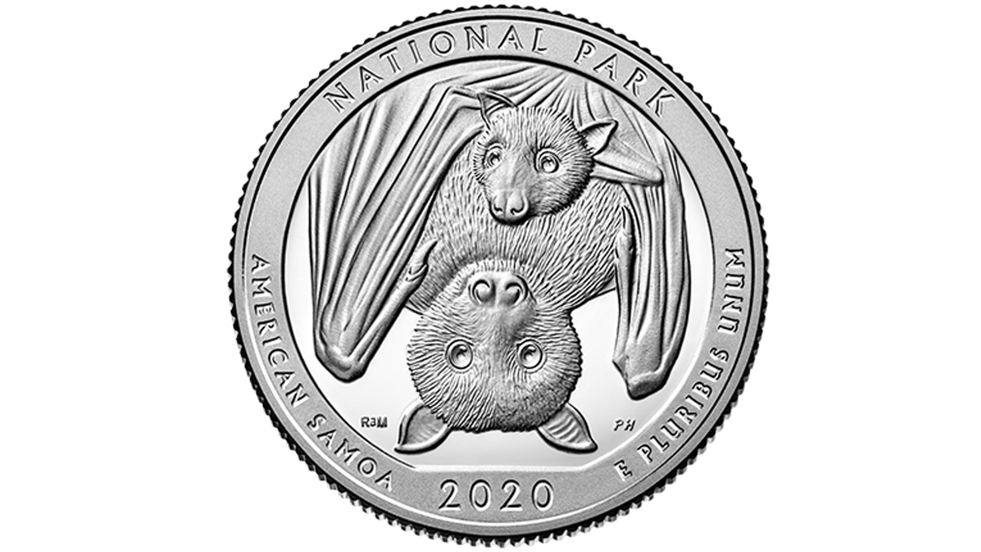 A U.S. quarter featuring Samoan fruit bats is seen in this illustration released by the U.S. Mint on Jan. 6, 2020.