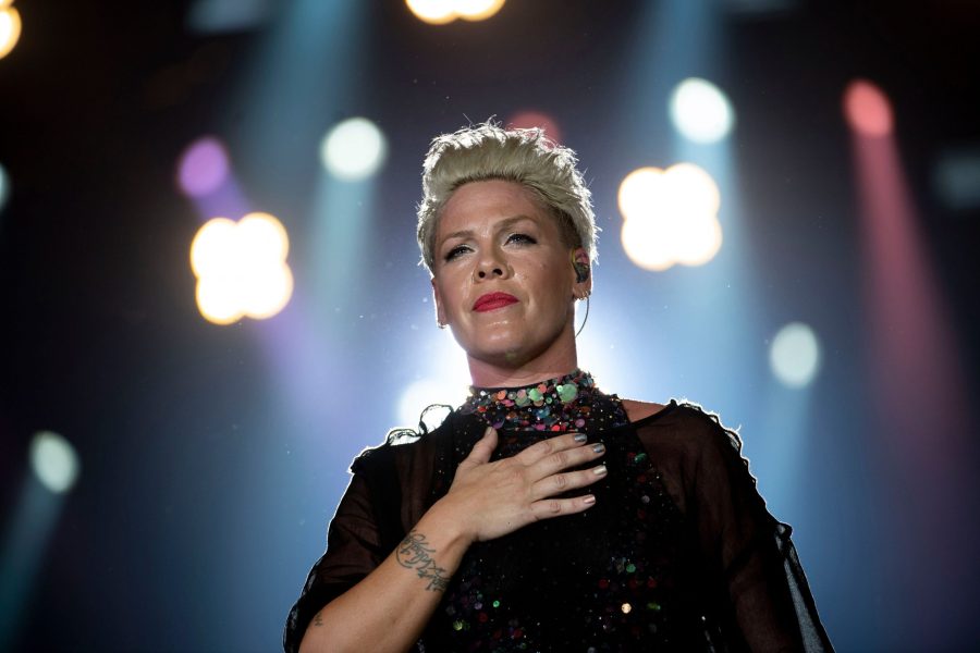 Pink performs during the Rock in Rio festival at Olympic Park in Rio de Janeiro, Brazil, on Oct. 5, 2019. (MAURO PIMENTEL/AFP via Getty Images)