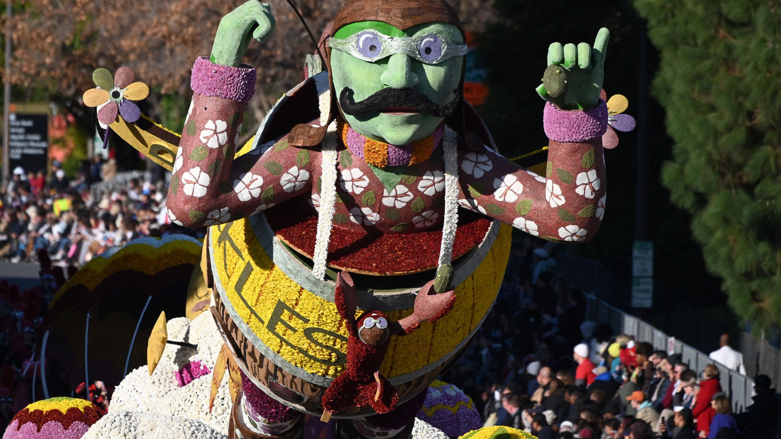 The Trader Joe's float participates in the 131st Rose Parade in Pasadena, California, January 1, 2020. (Credit: ROBYN BECK/AFP via Getty Images)