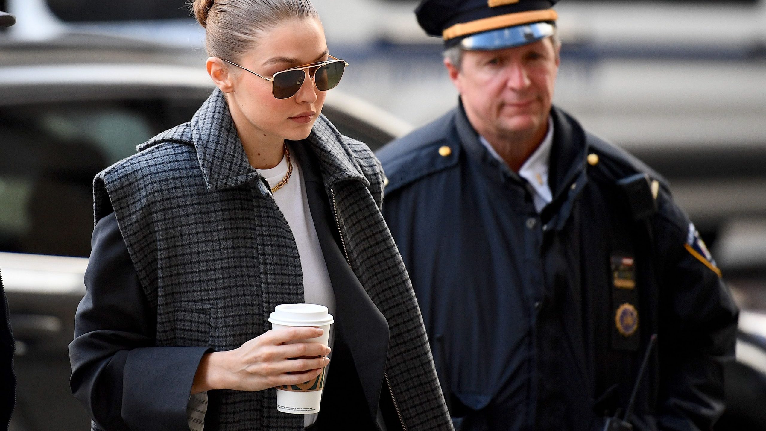 Model Gigi Hadid arrives at Manhattan Criminal Court, on Jan. 16, 2020, in New York City. Hadid was excused from serving as a juror in former film producer Harvey Weinstein's rape and sexual assault trial. (Credit: Johannes EISELE / AFP / Getty Images)