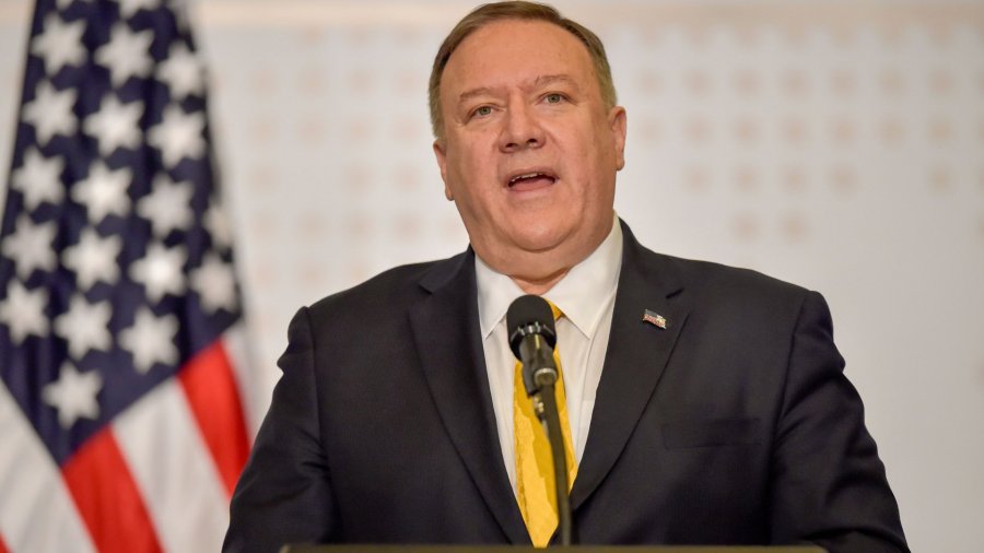 Mike Pompeo speaks during the III Hemispheric Ministerial Conference of Fight Against Terrorism in Bogota, on Jan. 20, 2020. (RAUL ARBOLEDA/AFP via Getty Images)