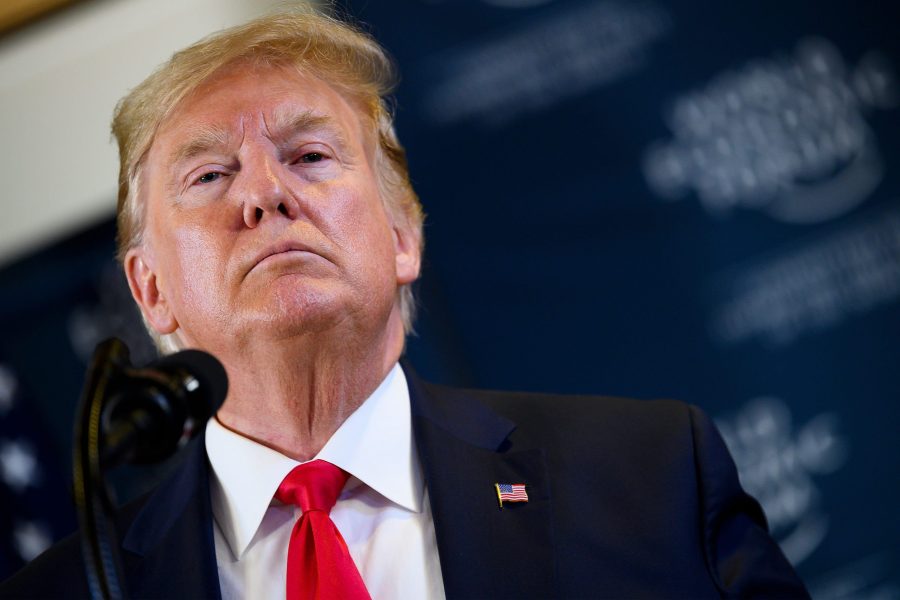 US President Donald Trump speaks during a press conference at the World Economic Forum in Davos, Switzerland, on January 22, 2020. (Credit: JIM WATSON/AFP via Getty Images)