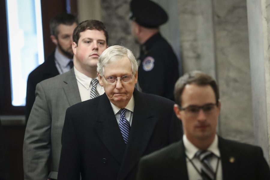 Senate Majority Leader Mitch McConnell (R-KY) arrives at the U.S. Capitol on January 22, 2020 in Washington, DC. (Credit: Drew Angerer/Getty Images)