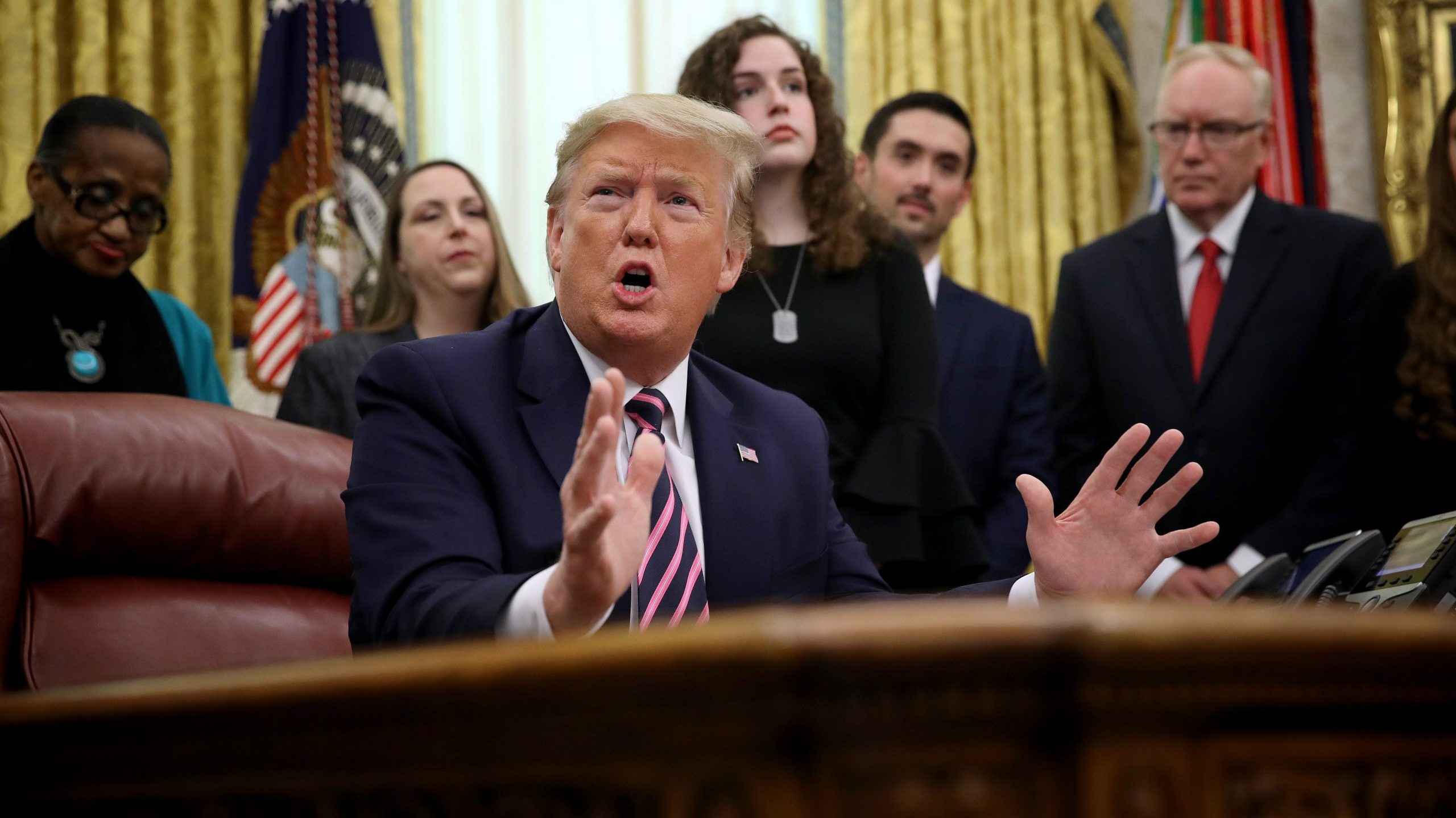 President Donald Trump speaks during an event in the Oval Office announcing guidance on constitutional prayer in public schools on Jan. 16, 2020 in Washington, D.C. (Credit: Win McNamee/Getty Images)