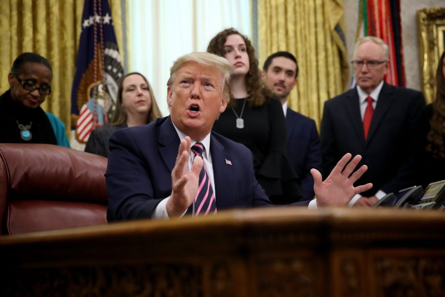 President Donald Trump speaks during an event in the Oval Office announcing guidance on constitutional prayer in public schools on Jan. 16, 2020 in Washington, D.C. (Credit: Win McNamee/Getty Images)