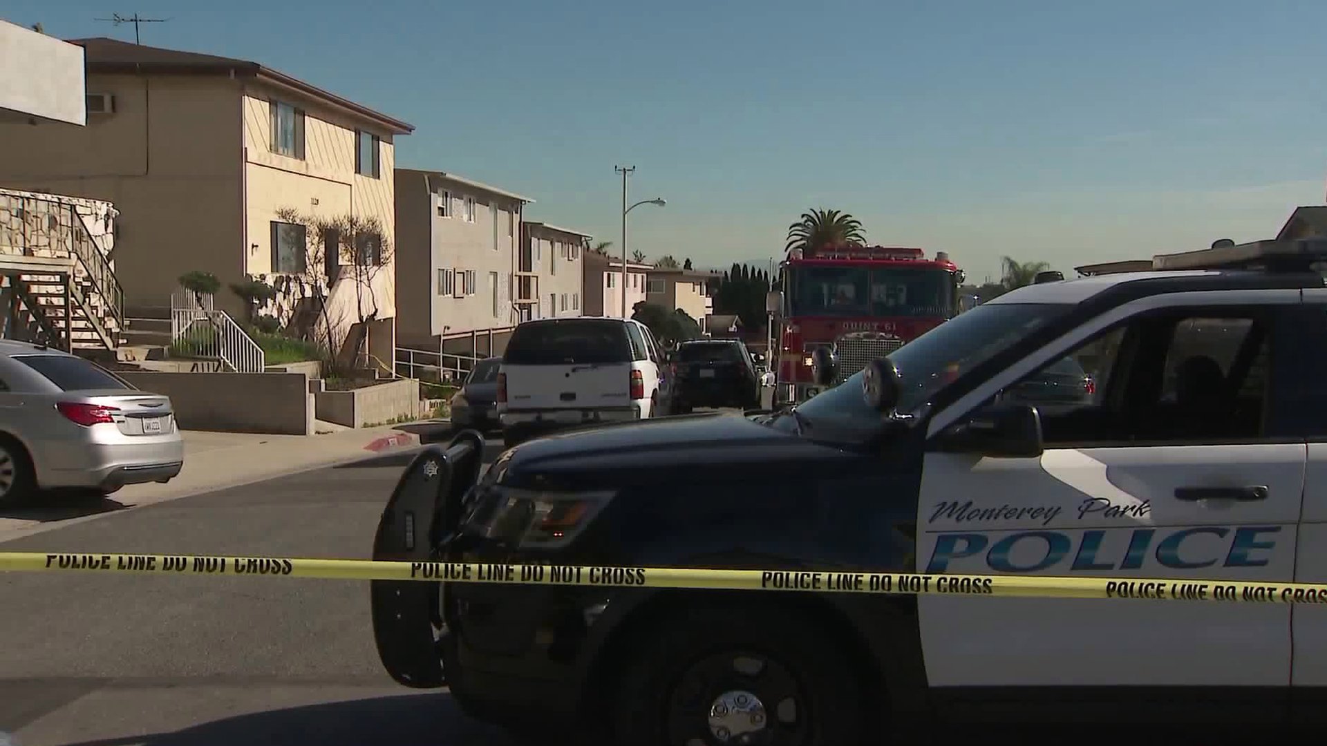 Police respond to a death investigation in Monterey Park on Jan. 31, 2020. (Credit: KTLA)