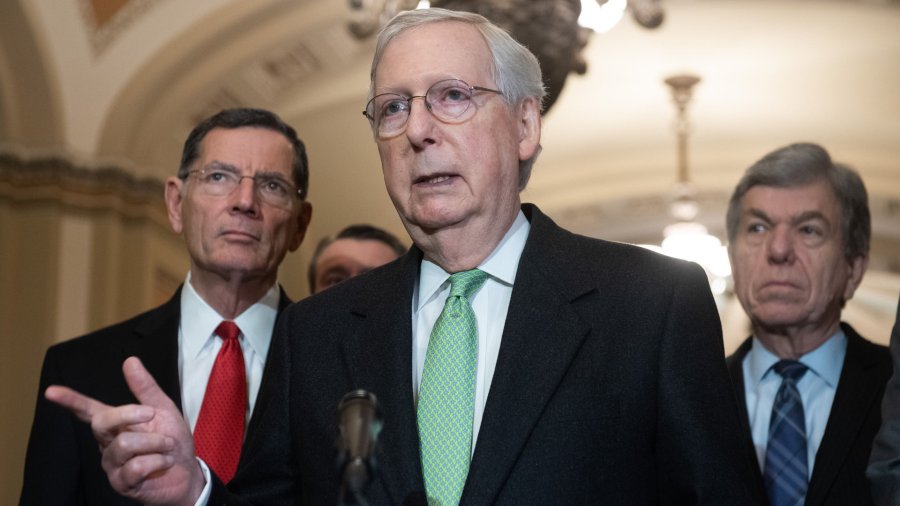 Senate Majority Leader Mitch McConnell, Republican of Kentucky, holds a press conference at the US Capitol in Washington, DC, December 17, 2019. (Credit: SAUL LOEB/AFP via Getty Images)