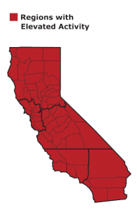 Ever county in California is experiencing elevated flu activity in the 2019-2020 flu season. (Credit: California Department of Public Health)