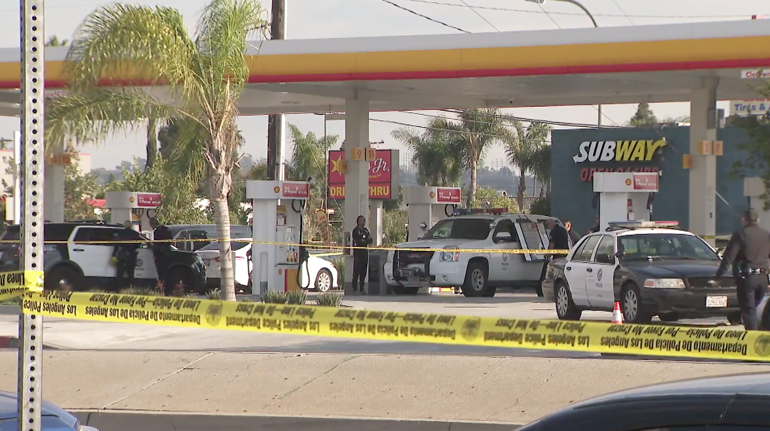 The scene of an officer-involved shooting in Culver City on Jan. 11, 2019. (Credit: KTLA)