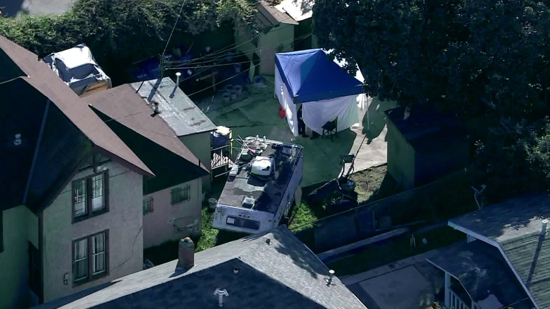 LAPD personnel were investigating a death in South Park on Jan. 23, 2020. (Credit: KTLA)