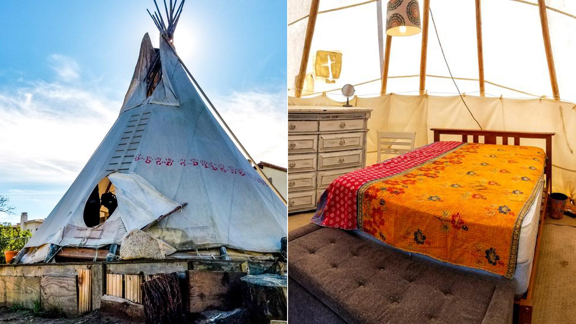 KSWB reporter Merrilee Moore tweeted these photos of a backyard tipi in Carlsbad on Jan. 17, 2020.