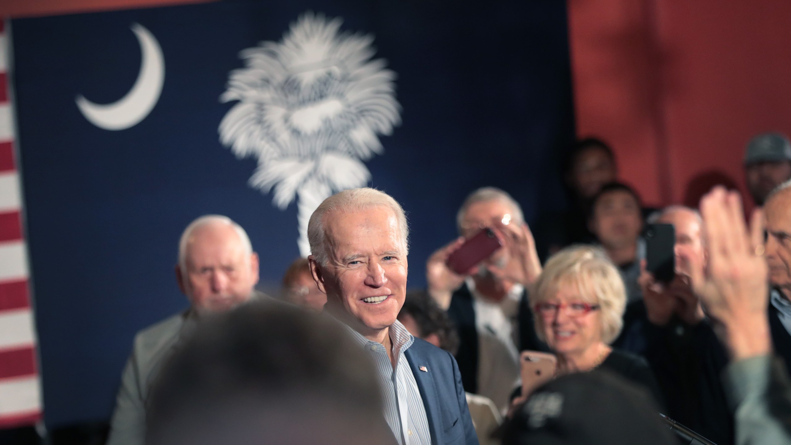 Democratic presidential candidate former Vice President Joe Biden speaks to guests during a campaign stop at the Winyah Indigo Society Hall on Feb. 26, 2020, in Georgetown, South Carolina. (Scott Olson/Getty Images)