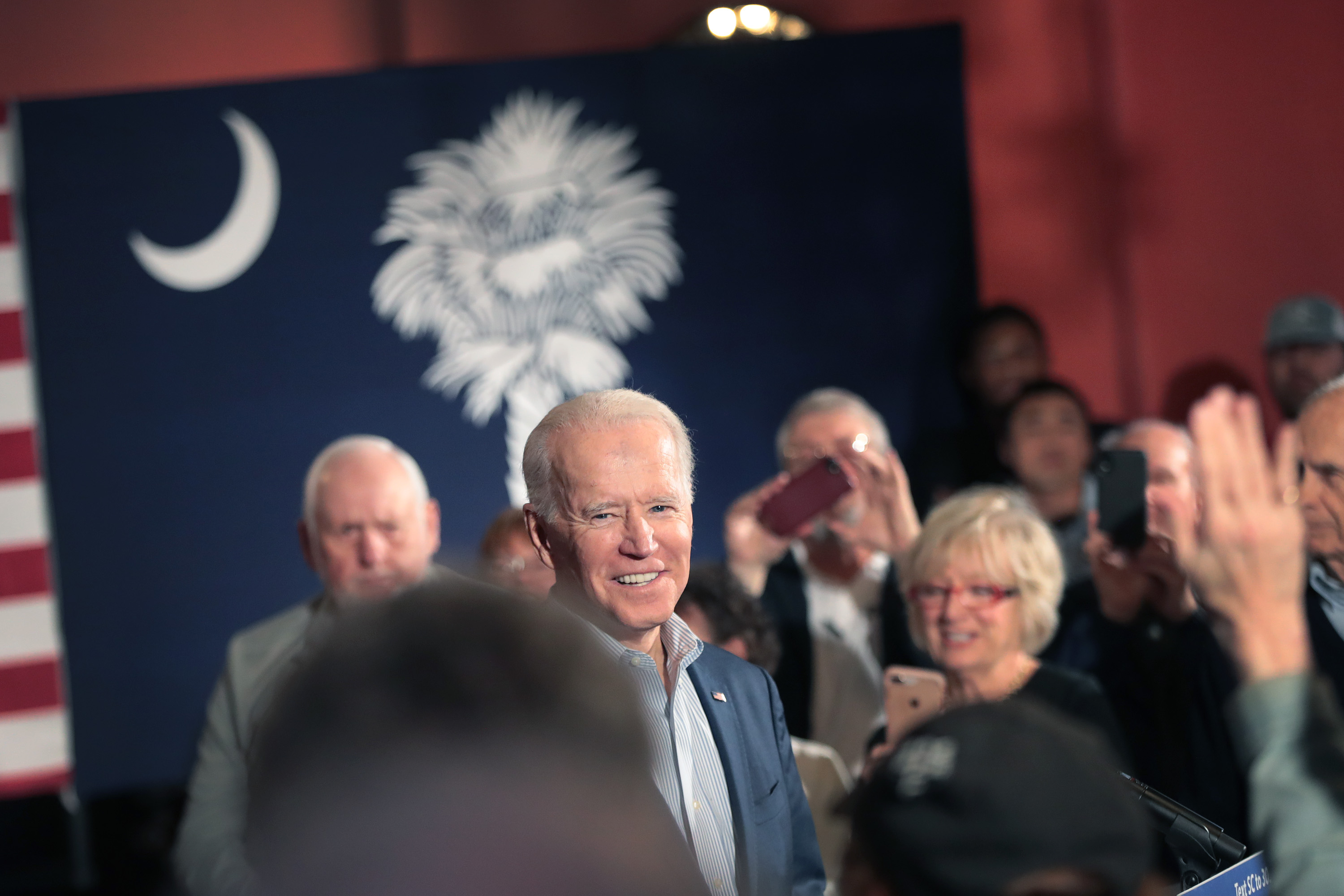 Democratic presidential candidate former Vice President Joe Biden speaks to guests during a campaign stop at the Winyah Indigo Society Hall on Feb. 26, 2020, in Georgetown, South Carolina. (Scott Olson/Getty Images)