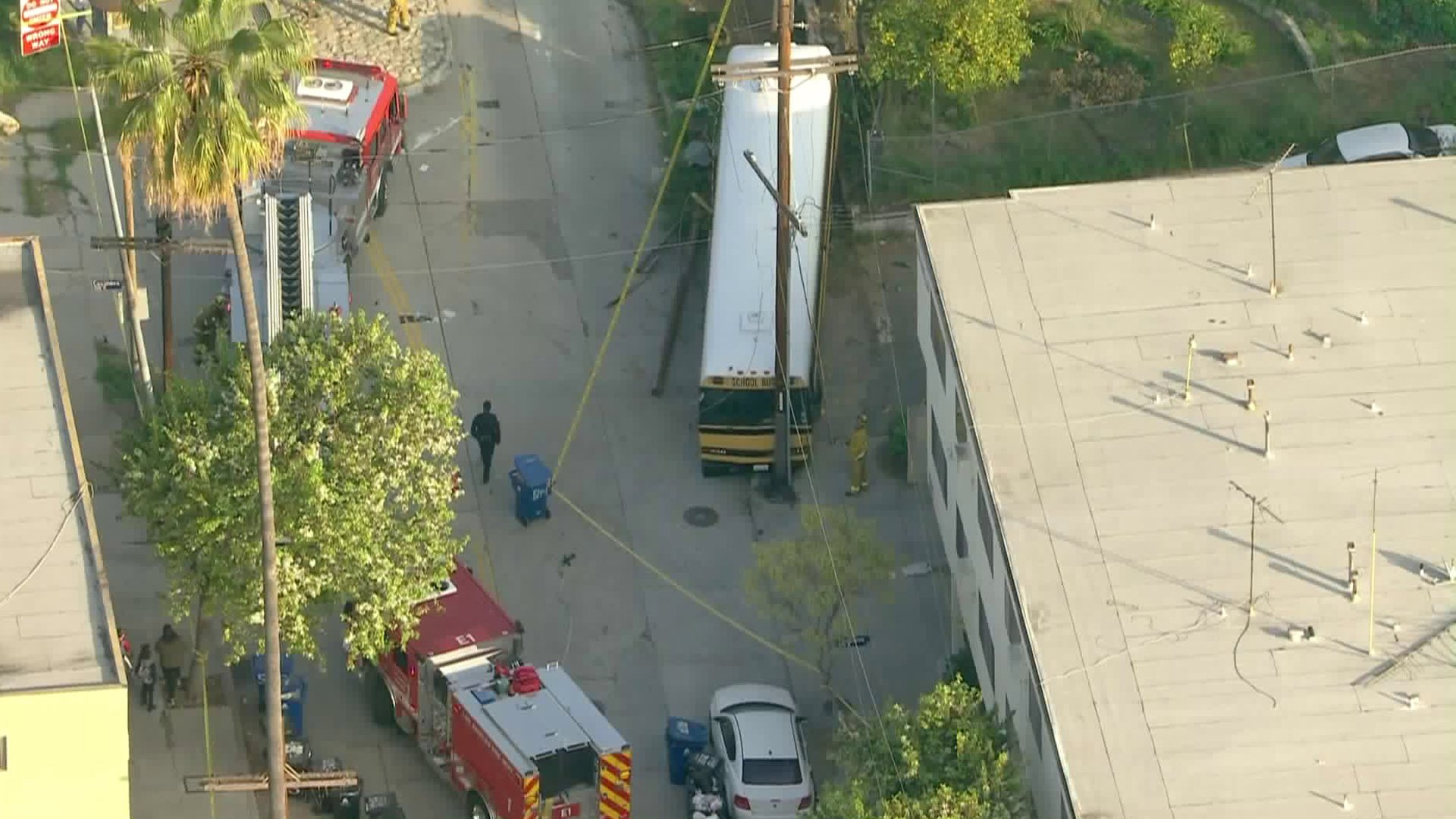 Los Angeles firefighters responded to a crash in Elysian Park on Feb. 19, 2020. (Credit: KTLA)