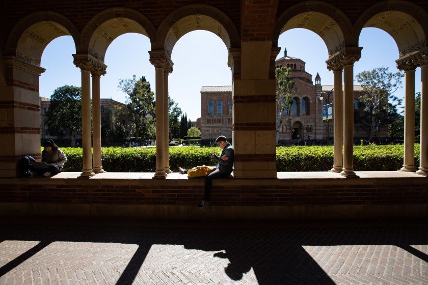 Students study on the UCLA campus in this undated photo. (Jason Armond / Los Angeles Times)