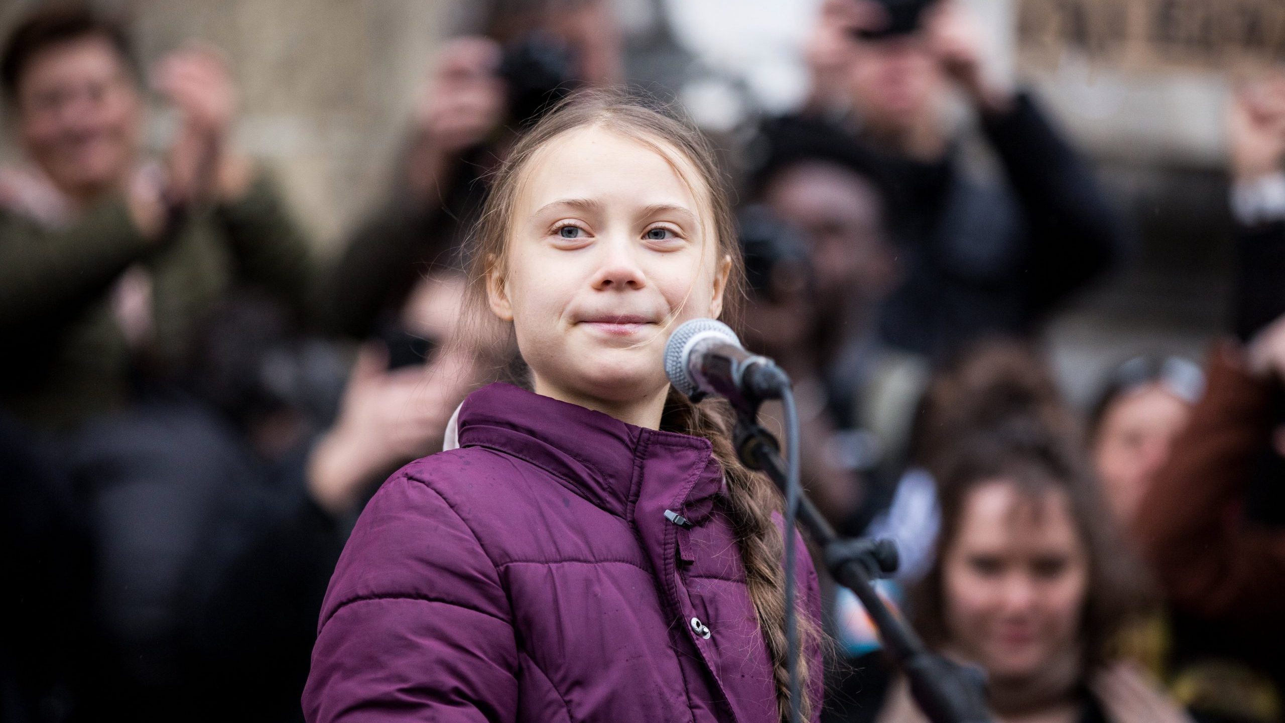 Swedish climate activist Greta Thunberg speaks at a climate change protest on Jan. 17, 2020, in Lausanne, Switzerland. (Credit: Ronald Patrick/Getty Images)