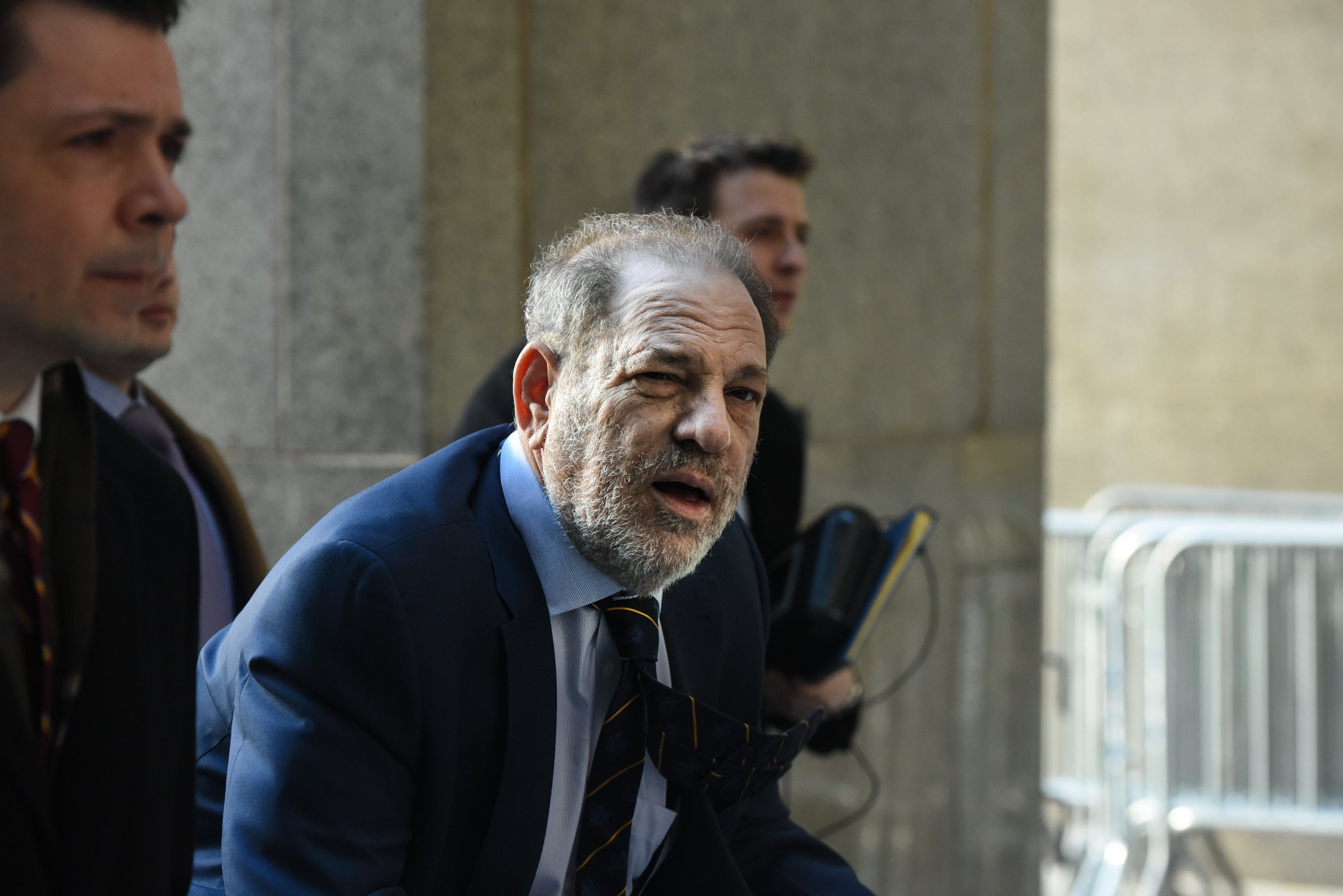 Movie producer Harvey Weinstein arrives for his sexual assault trial at New York Criminal Court on Feb. 14, 2020, in New York City. (Credit: Stephanie Keith/Getty Images)