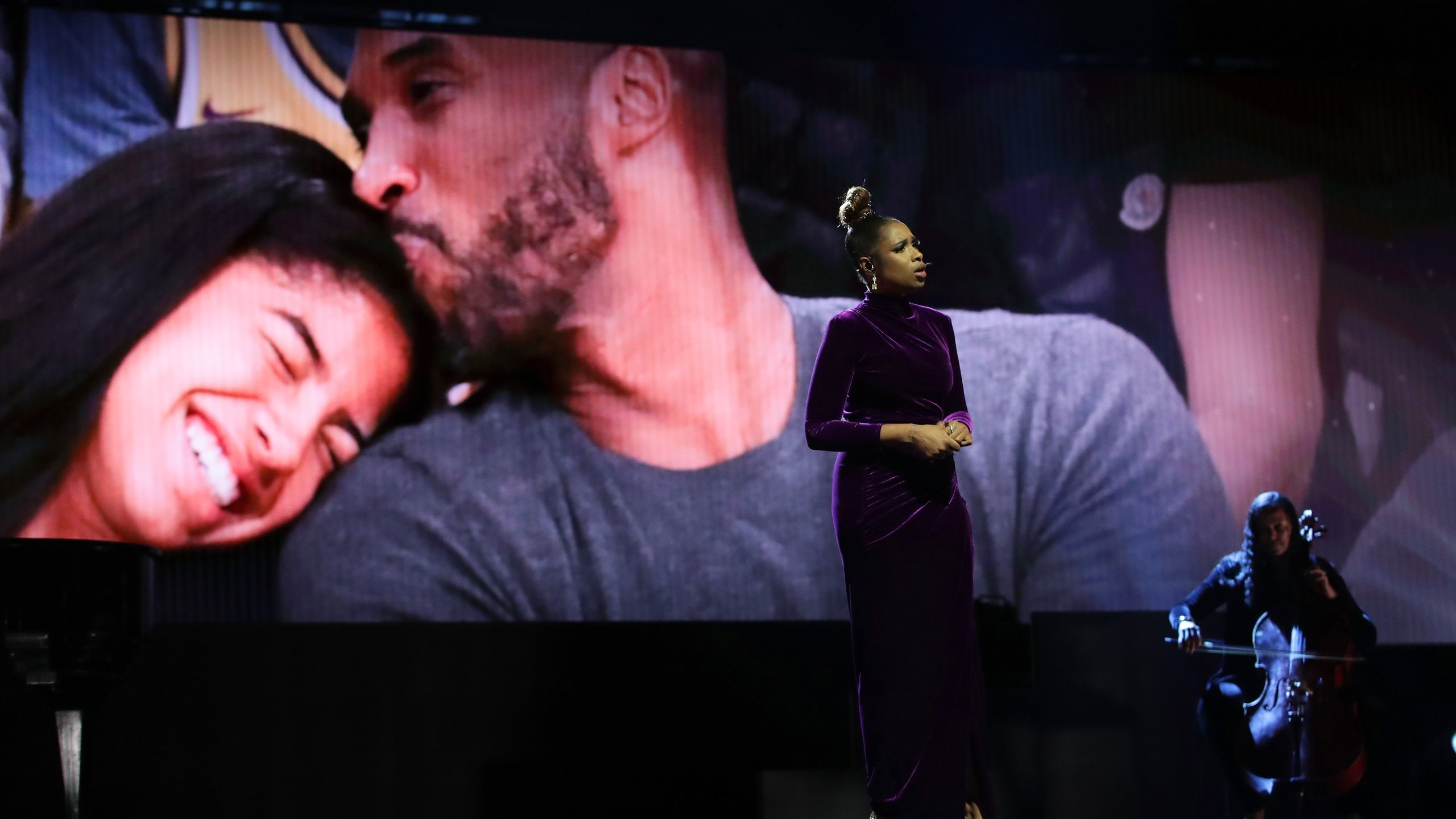 Jennifer Hudson performs a tribute to Kobe Bryant before the 69th NBA All-Star Game at the United Center on Feb. 16, 2020 in Chicago, Illinois. (Credit: Jonathan Daniel/Getty Images)