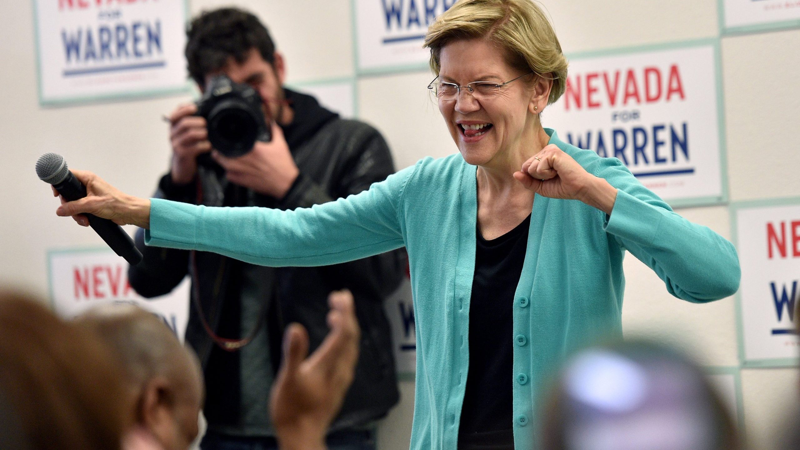 Democratic presidential candidate Sen. Elizabeth Warren speaks at a canvass kickoff event at one of her campaign offices on Feb. 20, 2020, in North Las Vegas, Nevada. (Credit: David Becker/Getty Images)