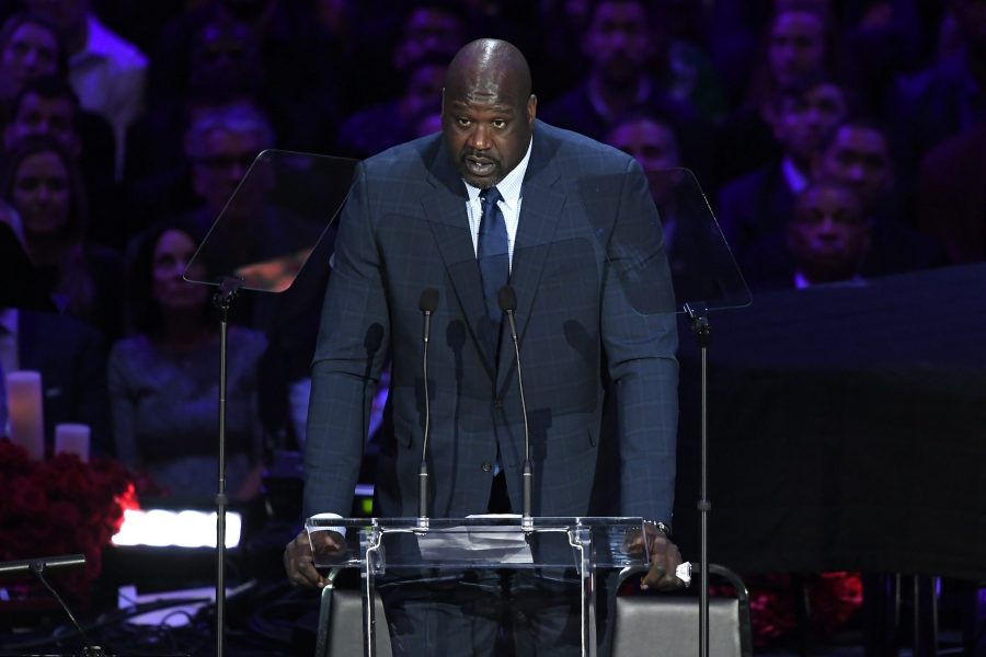 Shaquille O'Neal speaks during The Celebration of Life for Kobe and Gianna Bryant at Staples Center on Feb. 24, 2020, in Los Angeles, California. (Credit: Kevork Djansezian/Getty Images)