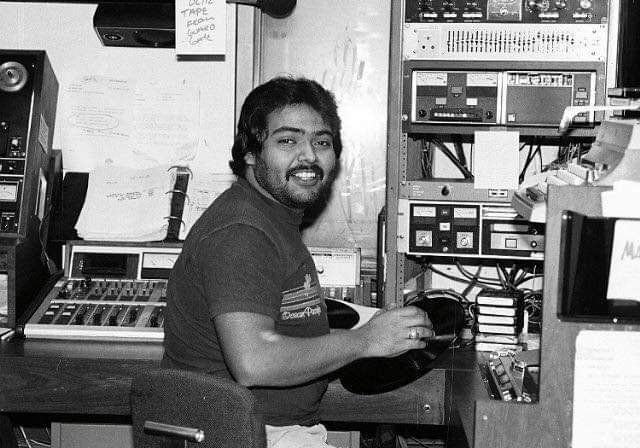 Phil Gonzalez is seen working in the KMET 94.7 production room in the early 1980s.