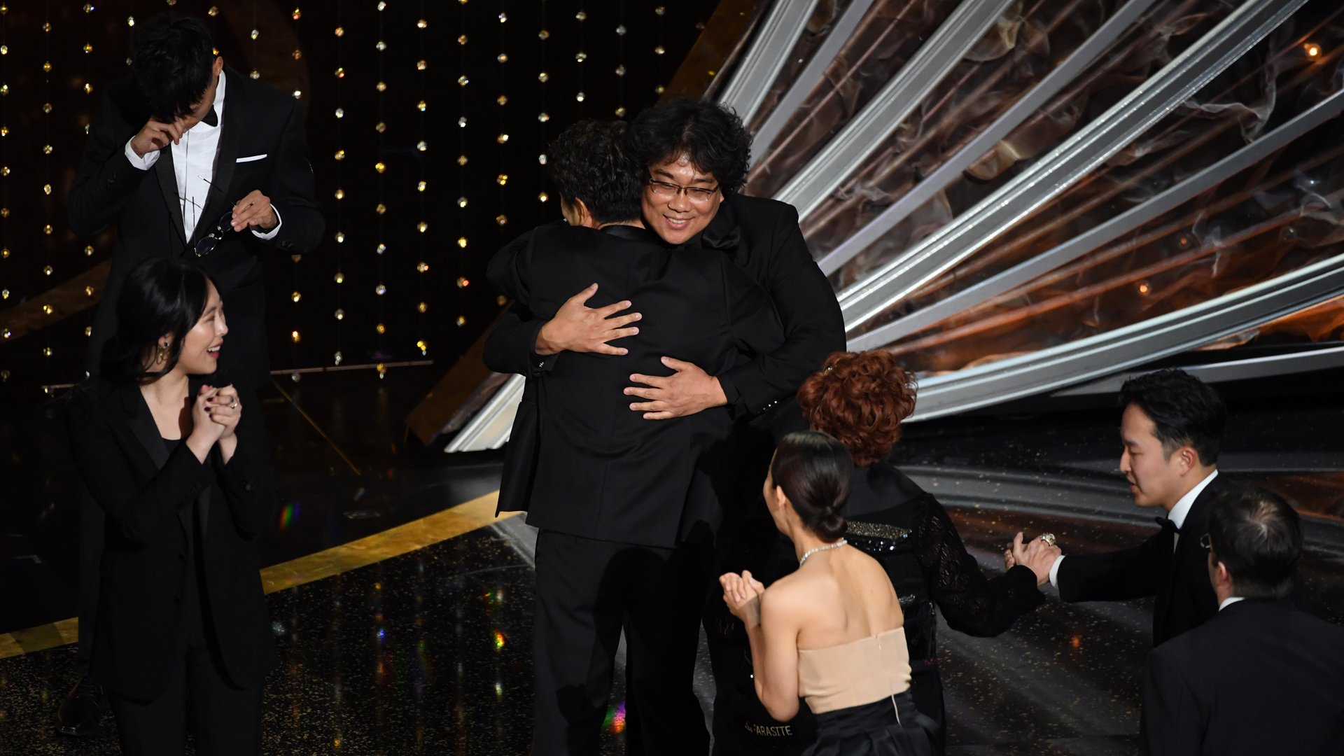 Bong Joon-ho accepts the Best Picture award for 'Parasite' onstage during the 92nd Annual Academy Awards at Dolby Theatre on February 09, 2020 in Hollywood, California. (Credit: Kevin Winter/Getty Images)