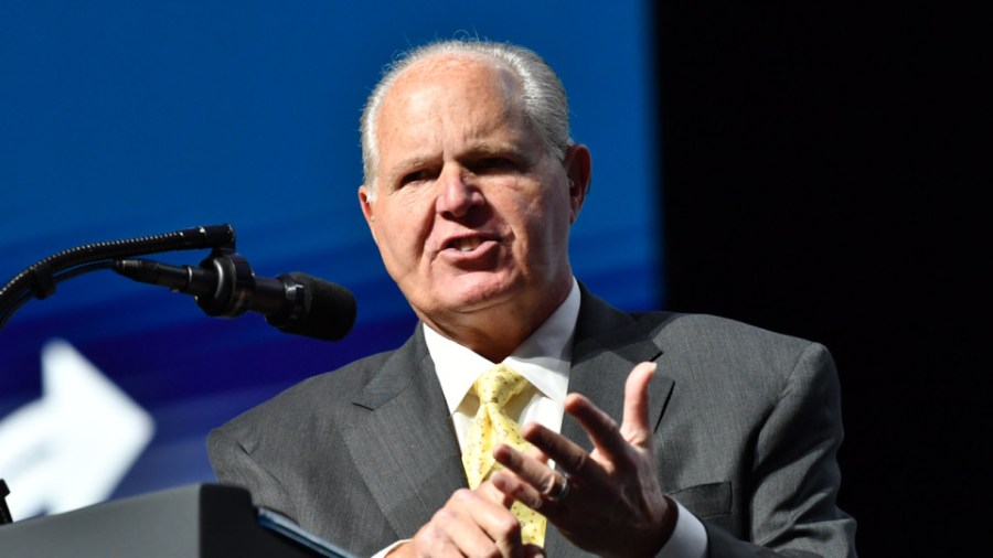 Rush Limbaugh speaks before Donald Trump takes the stage during the Turning Point USA Student Action Summit at the Palm Beach County Convention Center in West Palm Beach, Florida on Dec. 21, 2019. (NICHOLAS KAMM/AFP via Getty Images)