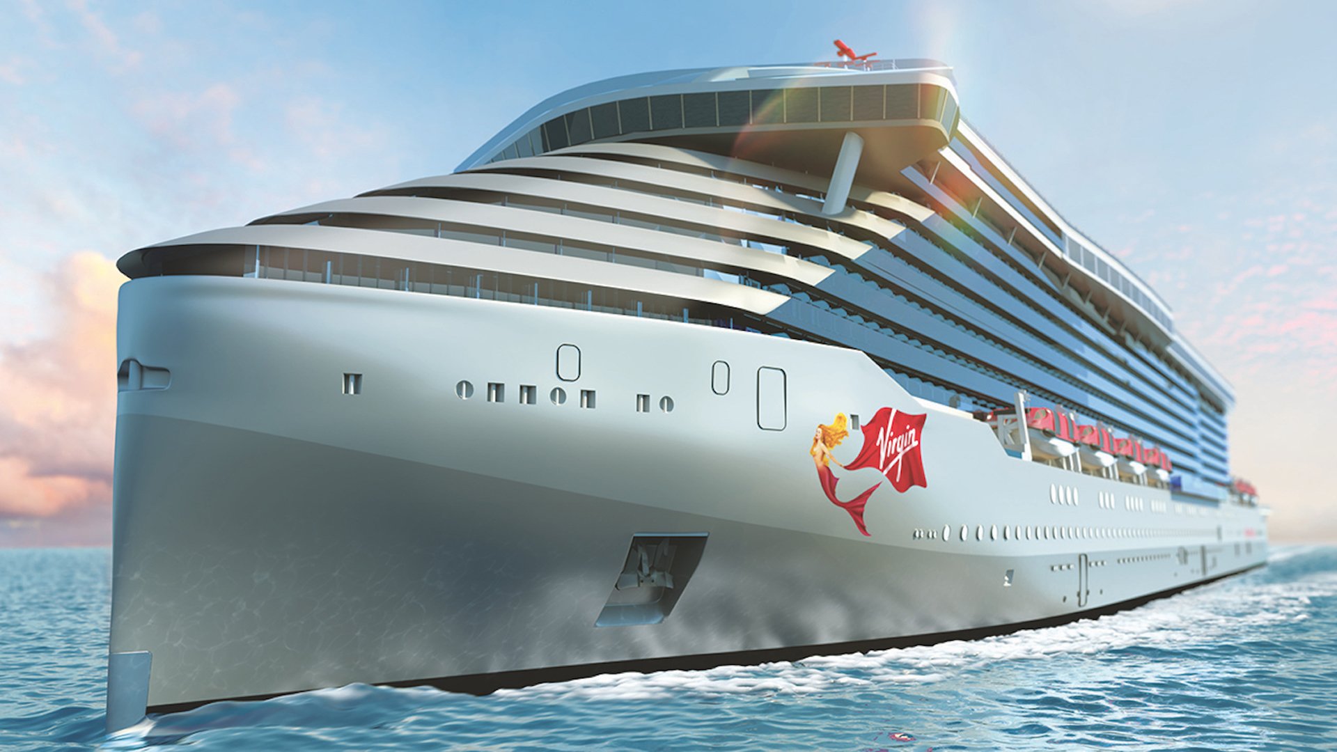 A rendering of Virgin Voyages' first ship, the Scarlet Lady. (Credit: Virgin Voyages)