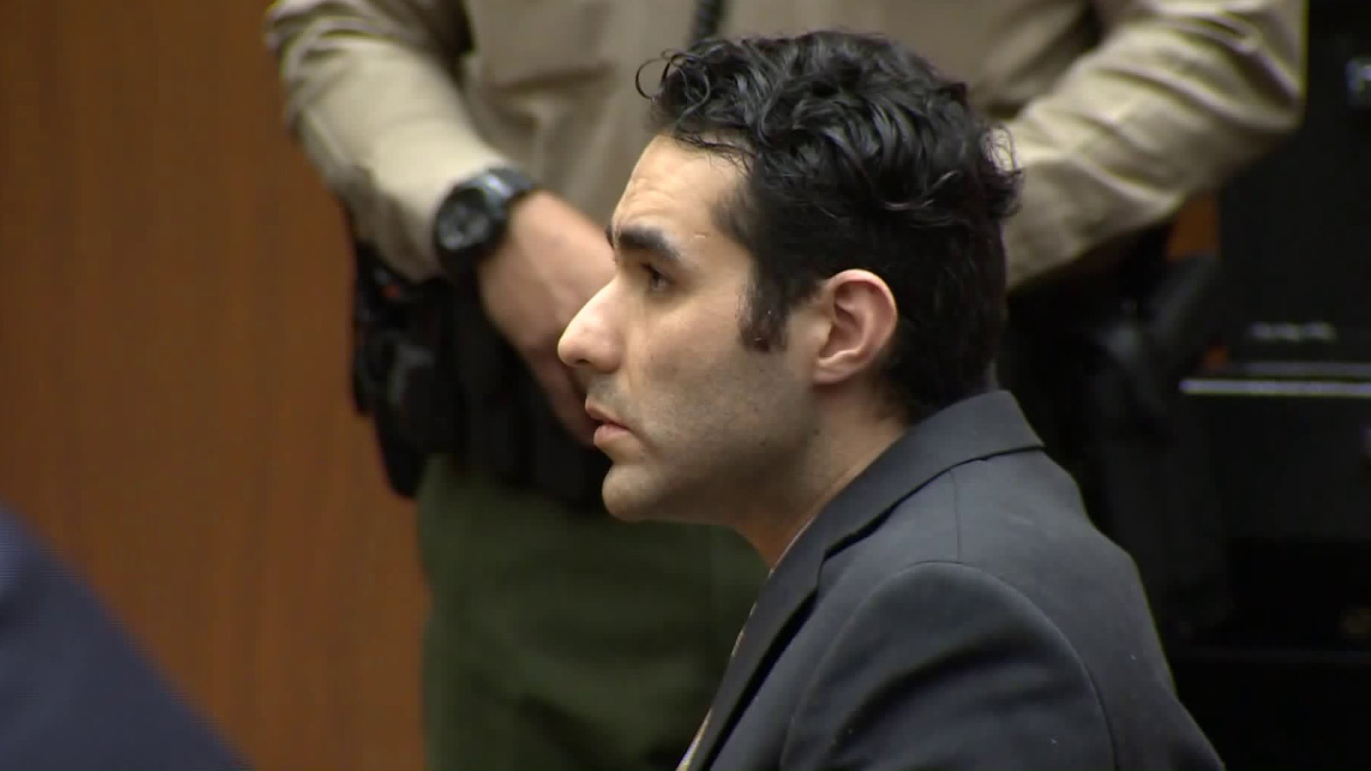 Henry Solis appears in a downtown Los Angeles courtroom as he's convicted in a murder case on Feb. 5, 2020. (Credit: KTLA)