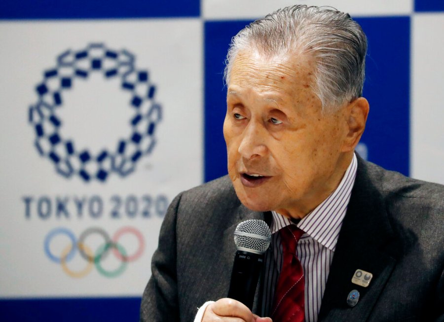 Tokyo 2020 Organizing Committee President Yoshiro Mori delivers a speech during the Tokyo 2020 Executive Board Meeting in Tokyo, Japan Monday, March 30, 2020. (Issei Kato/Pool Photo via AP)