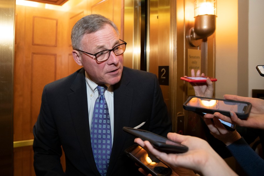 Sen. Richard Burr, R-N.C., speaks with reporters on Capitol Hill in February 2020. (AP Photo/Alex Brandon)