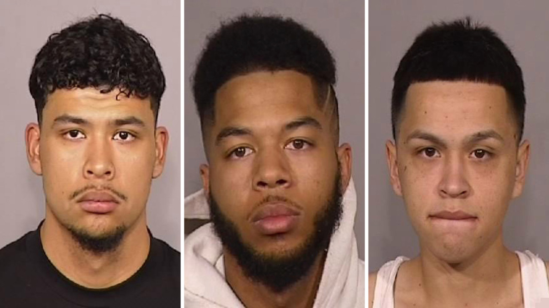 Clovis police released booking photos of (from left) Saul Jandres, Davon Martin and Matthew Duran