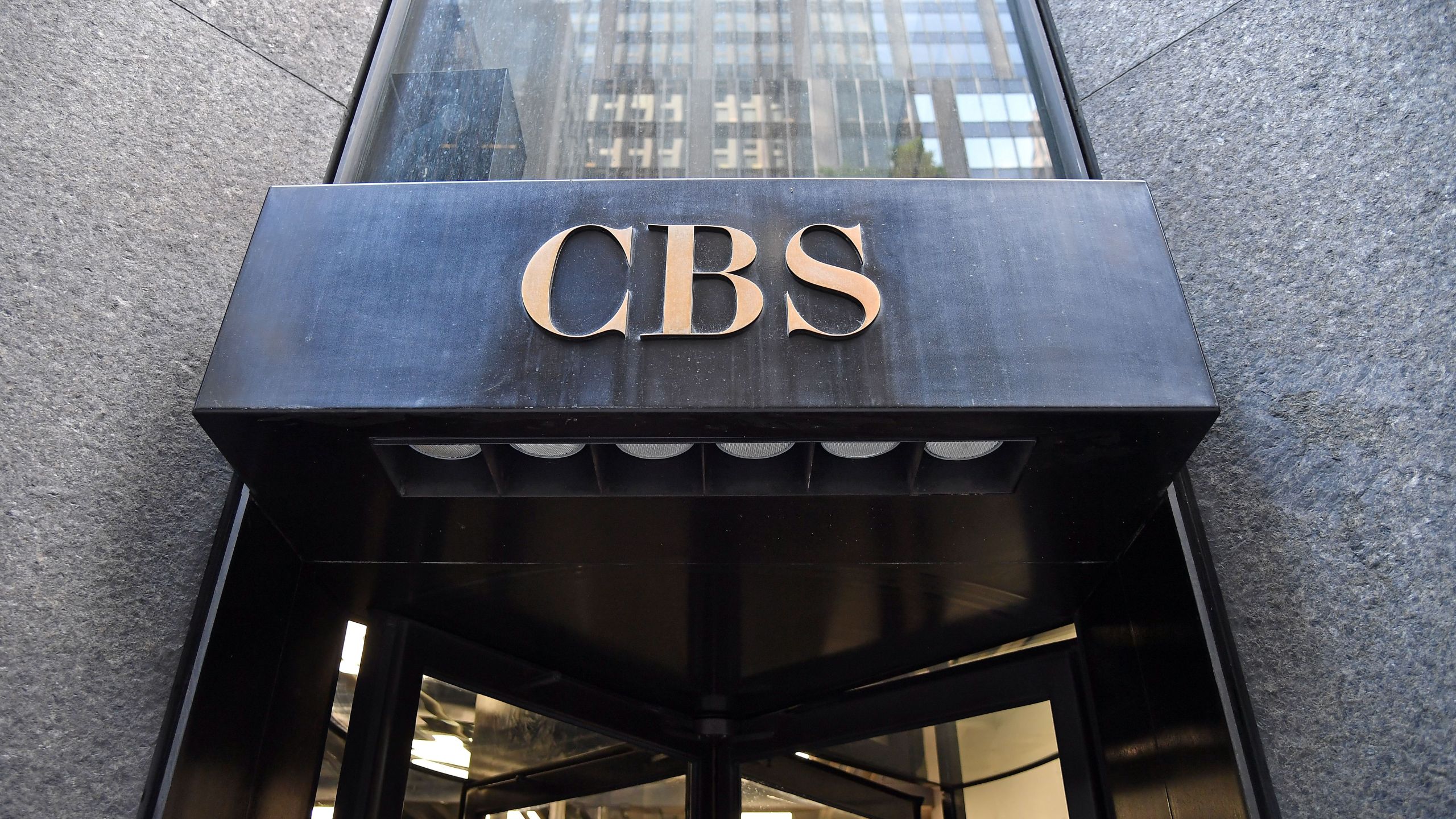 The CBS logo is seen at headquarters of the CBS Corporation, in New York City on August 6, 2018. (ANGELA WEISS/AFP via Getty Images)