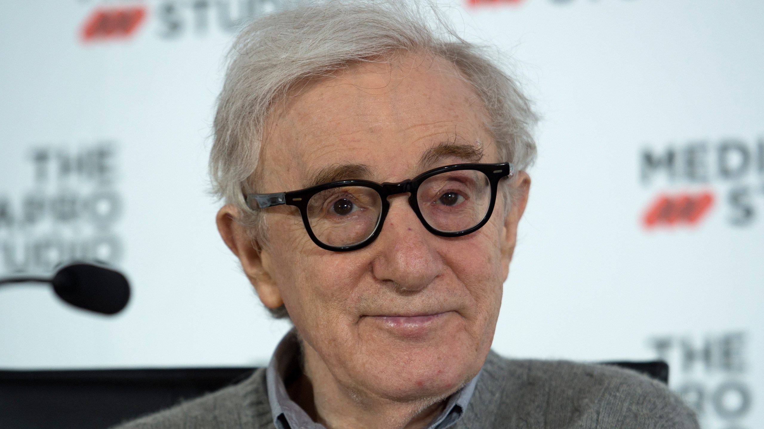 U.S. director Woody Allen holds a press conference in the northern Spanish Basque city of San Sebastian, where he will start shooting his yet-untitled next film, on July 9, 2019. (ANDER GILLENEA / AFP via Getty Images)