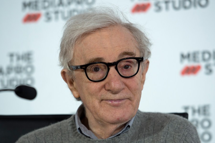 U.S. director Woody Allen holds a press conference in the northern Spanish Basque city of San Sebastian, where he will start shooting his yet-untitled next film, on July 9, 2019. (ANDER GILLENEA / AFP via Getty Images)