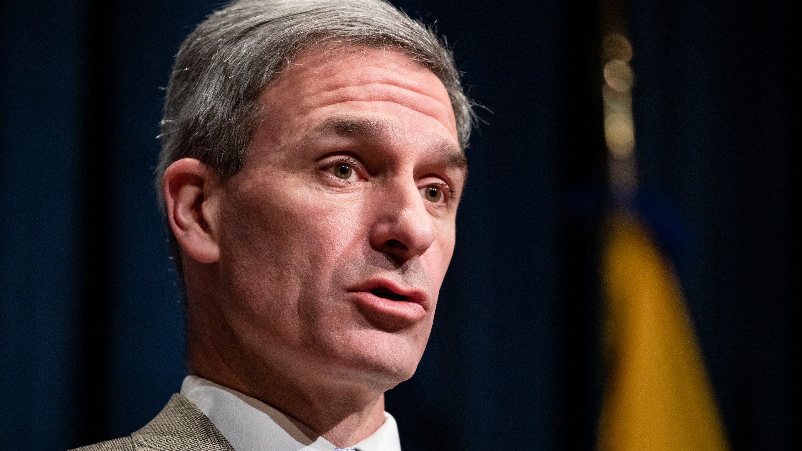 Ken Cuccinelli speaks during a press conference on recent developments with the coronavirus with other members of Donald Trump's coronavirus task force at the Department of Health and Human Services headquarters on Feb. 7, 2020 in Washington, D.C. (Samuel Corum/Getty Images)