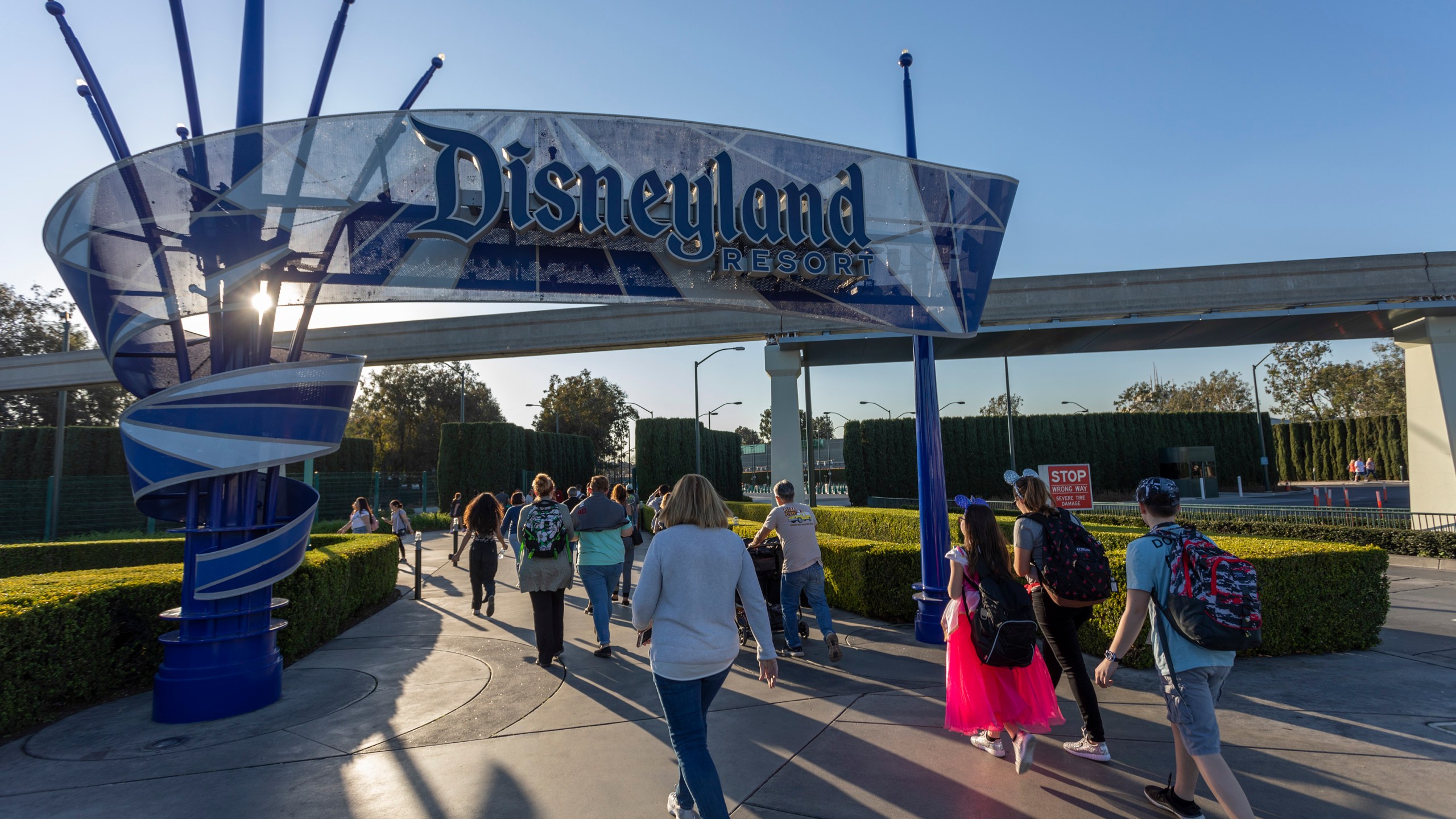 Visitors attend Disneyland Park on February 25, 2020. (David McNew/Getty Images)