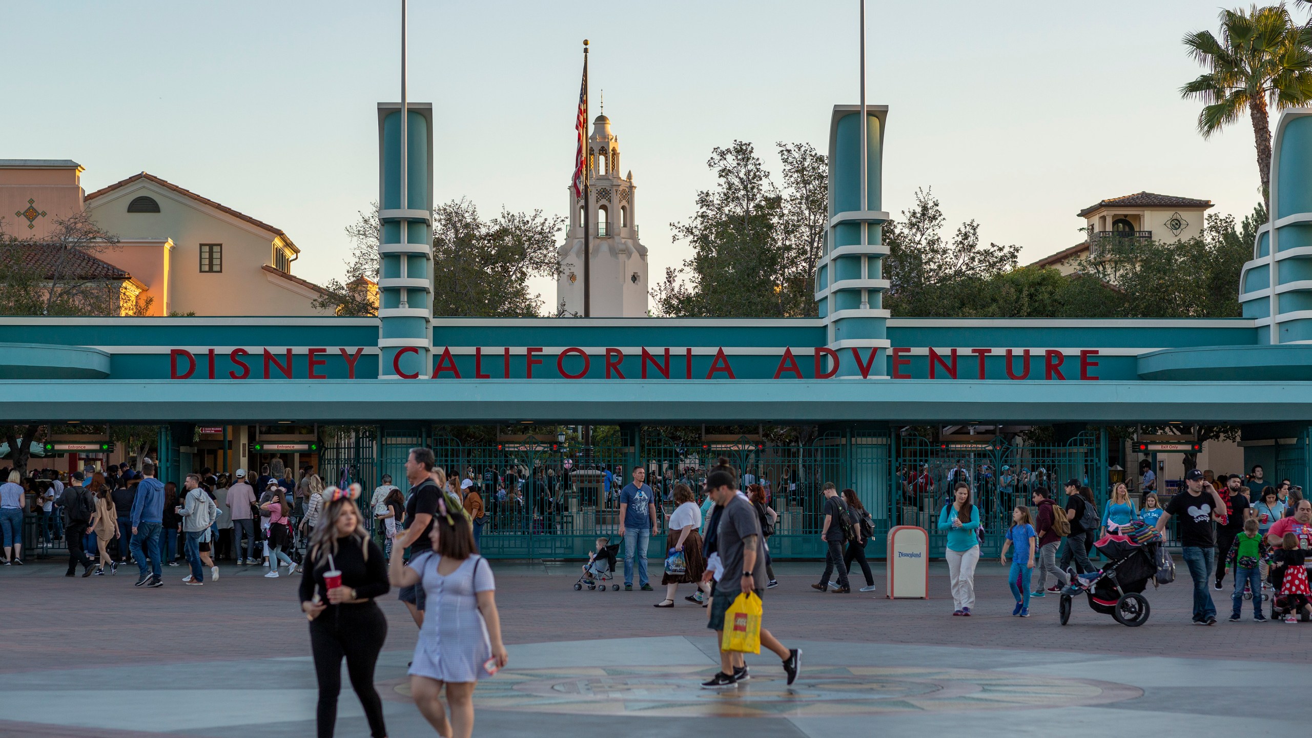 Visitors attend Disney California Adventure theme park on Feb. 25, 2020. (David McNew/Getty Images)